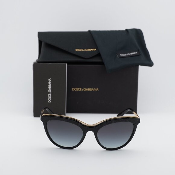 Dolce & Gabbana DG4335 32188G Cat Eye Sunglasses - Black/Gold/Grey - Picture 3 of 9